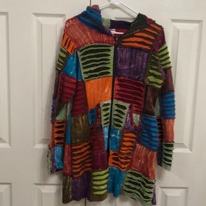 Multi colored hooded jacket size s/m